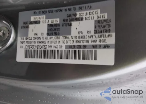 2017 Fiat 124 Spider Lusso z USA, uszkodzony, nr VIN JC1NFAEK1H0104753